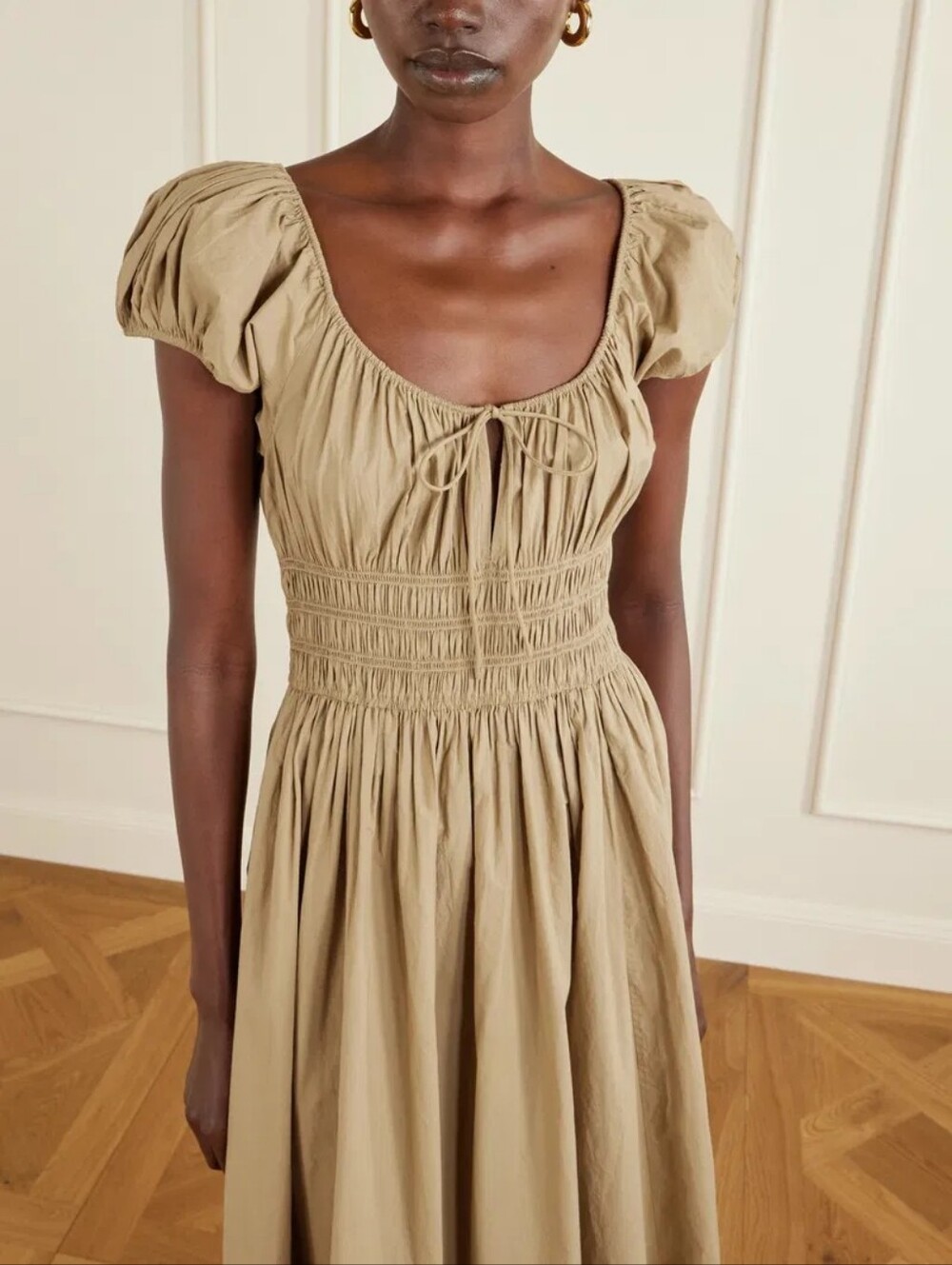 Doen Quinn in prairie sands xlarge midi dress bohemian organic cotton minimalist - Picture 3 of 5
